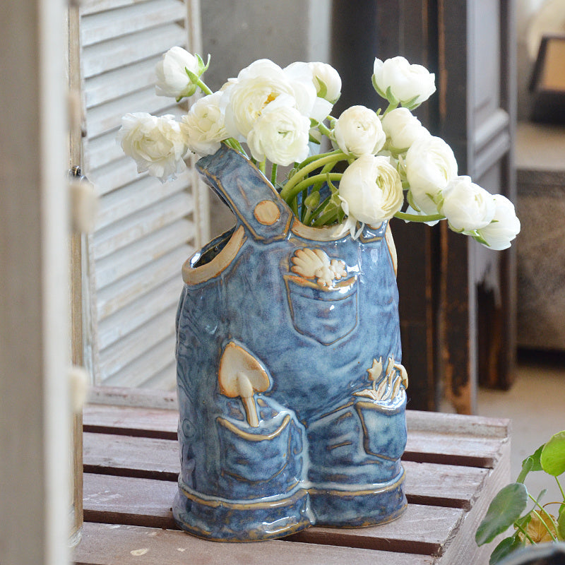 Faux Jeans Ceramic Vase