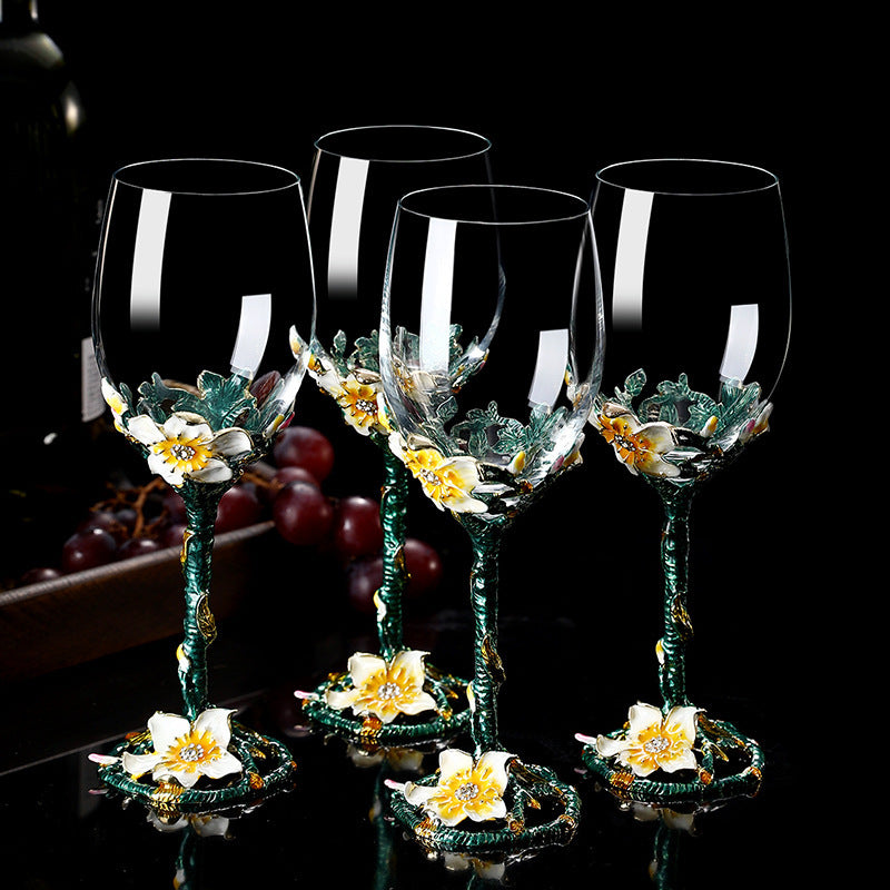 European style enamel red wine glass set