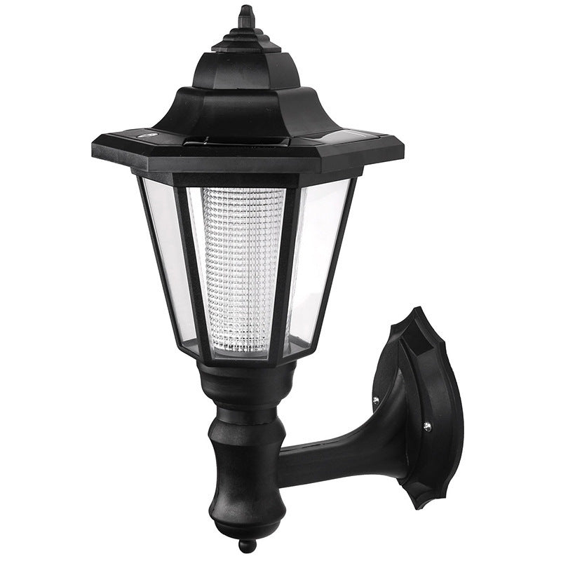 Outdoor solar hexagonal wall light