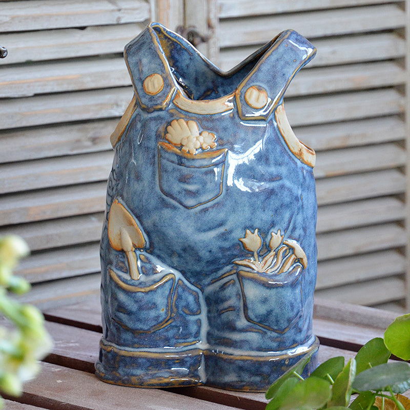 Faux Jeans Ceramic Vase