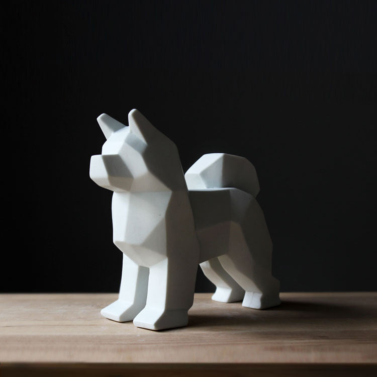 White Ceramic Dog Decoration Ceramics