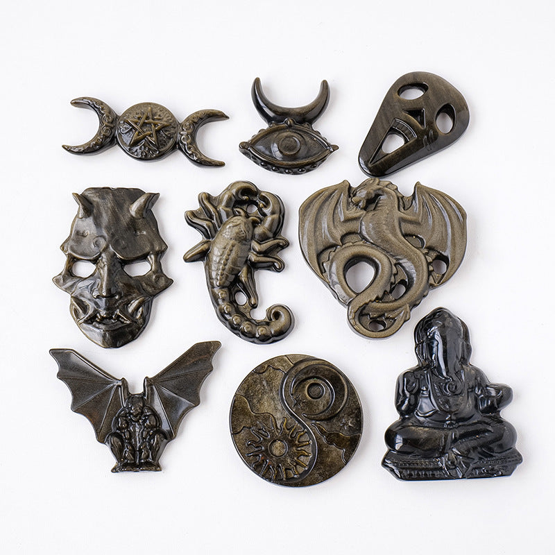 Natural Obsidian Sculpture Crafts Ornaments